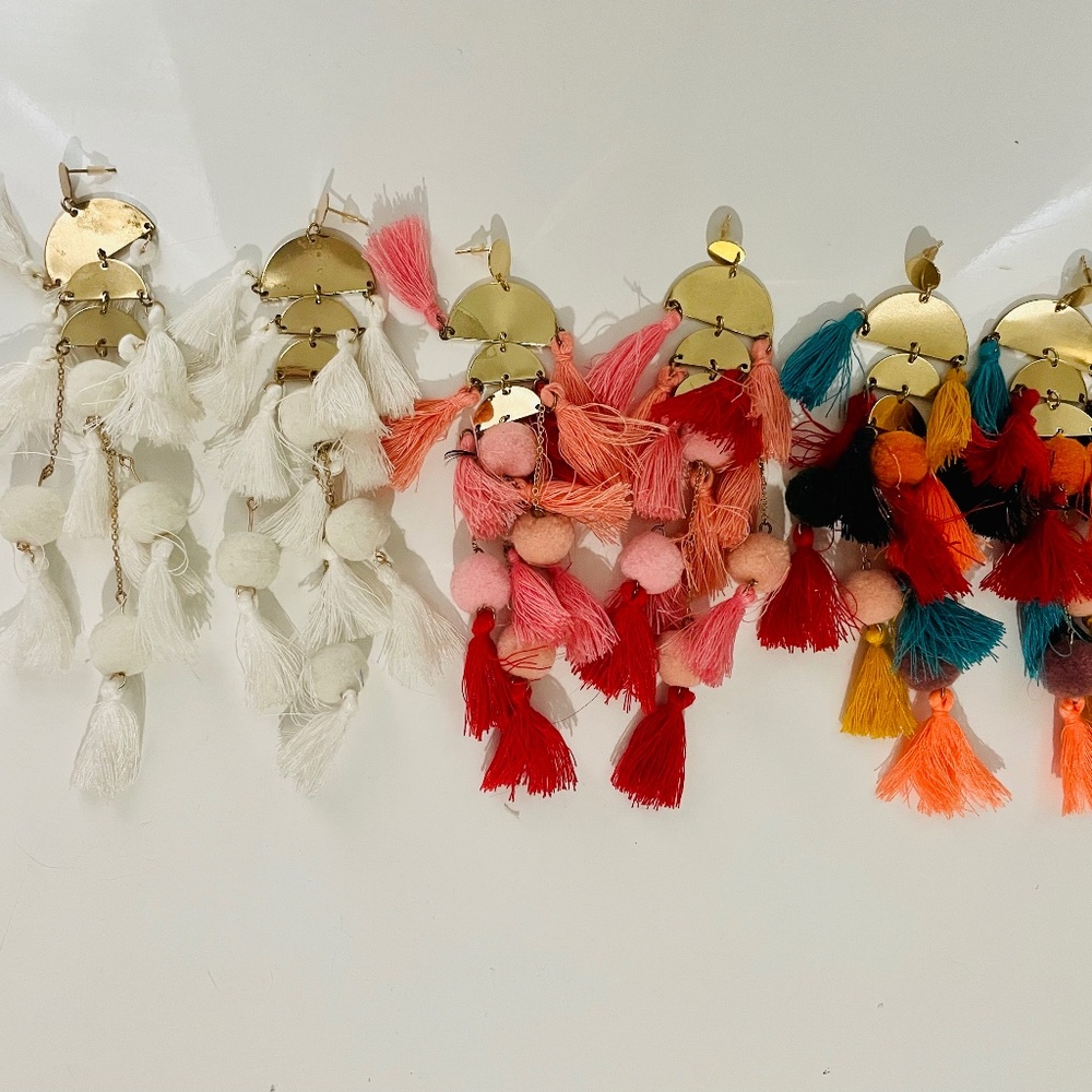 Tassel earrings fringe earrings beach earrings statement earrings